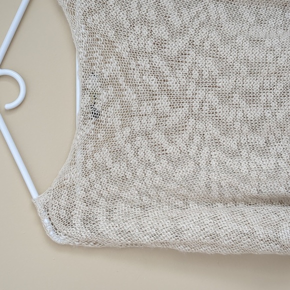 QED London M/L Lace Bottom M/L Cream Ivory Open Knit Sweater Top - Picture 12 of 15